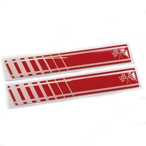 x2 Red Flag Stripe 3D Domed Gel Badges Decal Stickers Fits Fiat 500 Abarth - Picture 1 of 2