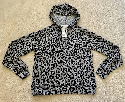 Sudadera con capucha polar H&M gris y negra de leopardo talla XS para mujer nueva con etiquetas Foto 1 de 4