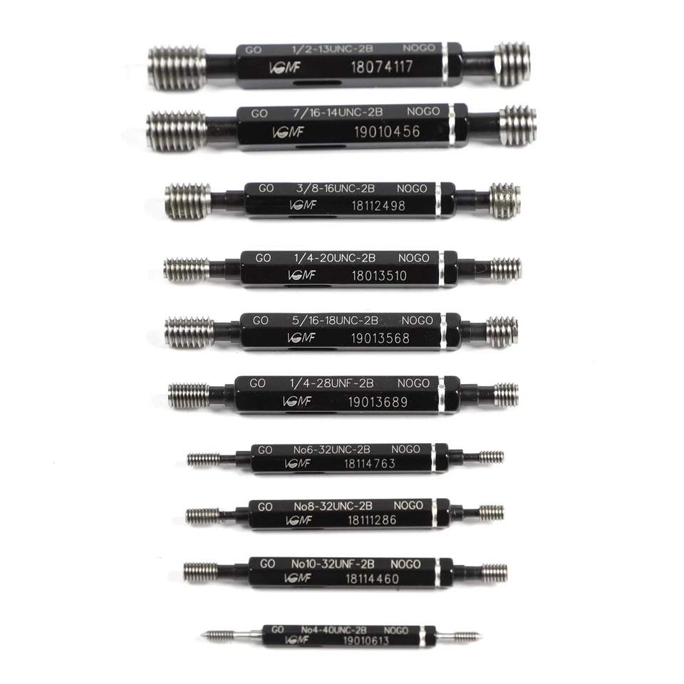 10 Pcs UNC/UNF Thread Plug Gage Gauge Set Double End Go And No Go H28 SKD11 - Image 1 of 4