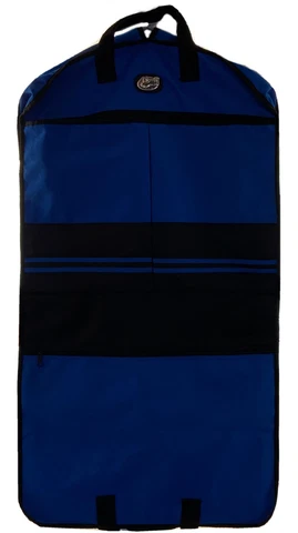 Blue w/Black Stripes Hanging Garment Bag w/Gator Print Inside & Gator emblem New Cover