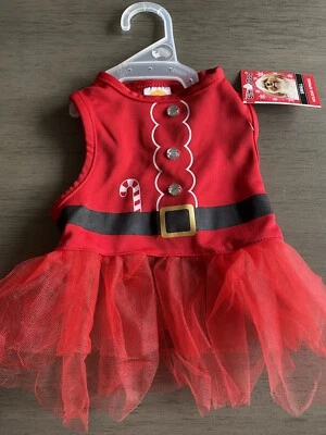 SIMPLY DOG  RED  " MRS. CLAUS" CHRISTMAS DRESS Dog/Puppy MEDIUM - Image 1 of 2