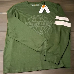 Timberland Mens Long sleeve Logo Football Style Lightweight Sweatshirt Sz Large - Picture 1 of 6