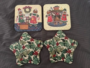 Set di 4 sottobicchieri vintage Holiday Longaberger Holiday nuovi senza etichette - Foto 1 di 1