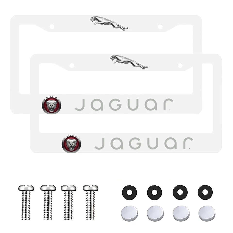 Jaguar 2 Pack Aluminum Waterproof License Plate Frame White - Image 1 of 4