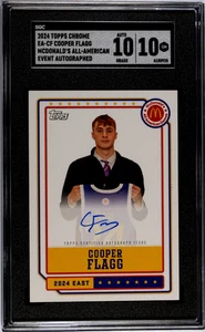 SGC 10 2024 Topps Chrome McDonald's COOPER FLAGG sulla carta evento Auto Rookie RC - Foto 1 di 2
