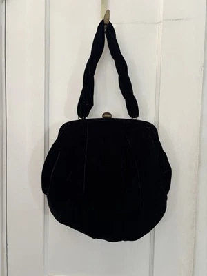 Cartera de noche grande de terciopelo negro vintage bolso de bolsillo boho elegante Foto 1 de 4