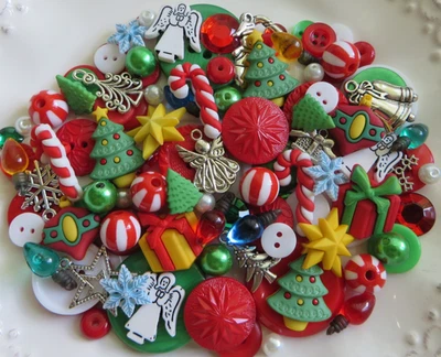 Lote de 100+ botones y cuentas adorno mezcla - Navidad TRIM THE TREE #3 Foto 1 de 2