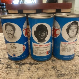 3 Vintage RC Cola Cans MLB NFL Hill Matthew’s Messersmith Braves Empty Lot #9 - Picture 1 of 12
