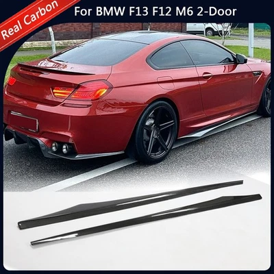 For BMW F13 F12 M6 2-Door 2012-2018 Real Carbon Side Skirt Extension Splitters - Imagem 1 de 4
