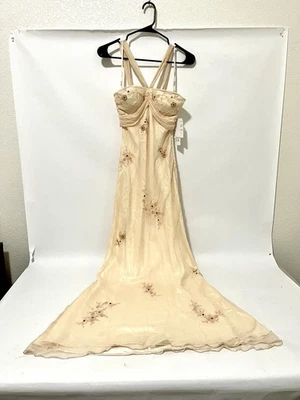 Новый с Ярлыками Scala слоновой кости бисером цветочный фея кружева оболочка официальный макси платье размер M - Изображение 1 из 4