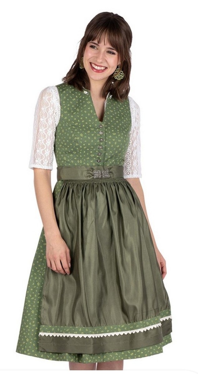Dirndl Damen Grün Midi - Traditionelles Trachtenkleid Für Feste & Partys