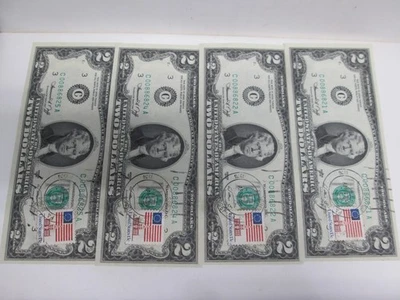 FOUR 1976 US $2 FEDERAL RESERVE NOTES- UNC & MOSTLY CONSECUTIVE FIRST DAY COVER - Image 1 of 4