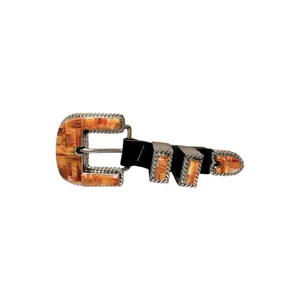 Melvin Francis, Ranger Buckle, orange stachelige Austernschale, Navajo Handarbeit, 2" - Bild 1 von 3