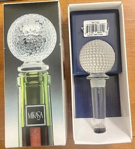 Mikasa Tee Time Golf Ball Wine Liquor Bottle Stopper Austria Lead Crystal w/ Box - Picture 1 of 2