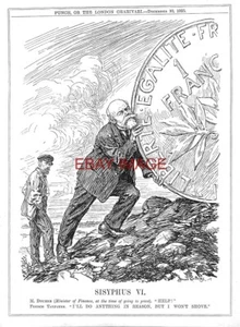 1925 Punch Print 'Sisyphus VI' M Doumer & the French Taxpayer Vintage Cartoon - Picture 1 of 1