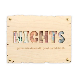„Nichts“ - Glückwunsch-Karte aus Holz für alle feierlichen Anlässe - Bild 1 von 7