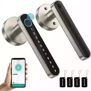 TMEZON Smart Türschloss WLAN Fingerabdruck Keyless Türschloss mit Griff Gratis APP - Bild 1 von 9