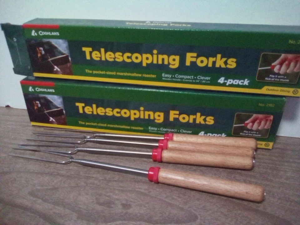 2 Lot Coghlan's Telescoping 8 Forks camping  marshmallows hot dogs Extend 34" - Image 1 of 1