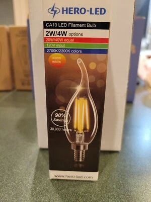 4 HERO-LED CA10 Dimmable Candelabra Style LED Filament Chandelier Light - Image 1 of 4