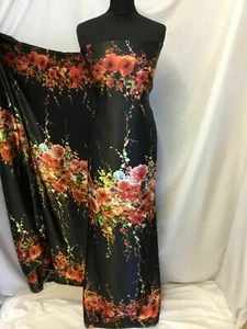 New Beautiful High Class Designer Silky Satin Floral Print Fabric 57'' 146 cm - Picture 1 of 7