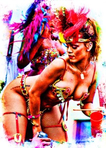 Rihanna Musician Model Celebrity 5/5 Fine Art Print Card By:Q Red