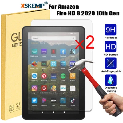 2pcs For Amazon Kindle Fire HD 8  HD 8 Plus 2020 Tempered Glass Screen Protector - Image 1 of 4