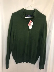 NWT Vineyard Vines mens Green cotton Sweater 1/4 zip sz L pullover Classic - Picture 1 of 4
