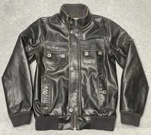 Guess USA schwere braune Kunstleder gefütterte gesteppte Bomberjacke Herren Größe Small - Bild 1 von 11