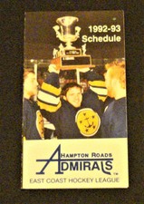 1992-93 Hampton Roads Admirals ECHL Minor League Hockey Pocket Schedule 