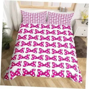 Bowknot Kids Duvet Cover Set Queen Size,White Dots Bow Queen 90"x90" Bowknot 01 - Picture 1 of 7