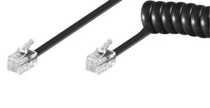 SPIRAL TELEFONKABEL HÖRNER Spirale 2M Telefon RJ10 M SCHWARZ Verlängerung - Bild 1 von 2