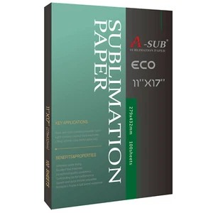 Carta a sublimazione A-SUB 11x17 100 fogli Eco 125 g stampante a getto d'inchiostro fai da te cotone poliestere - Foto 1 di 6