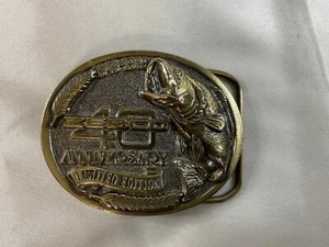 Zebco 40th Bass Fishing Fisherman Western Cowboy 1980s NOS Vintage Belt Buckle - Picture 1 of 6