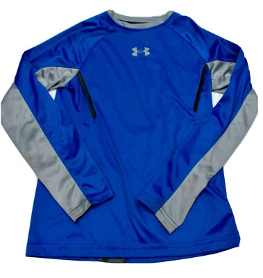 UNDER ARMOUR Performance Heat Gear Loose Long Sleeve Shirt Jersey Youth YSM Blue - Image 1 of 4