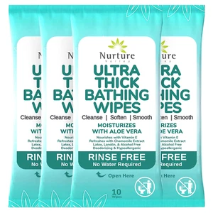 Nurture XL Ultra Thick Body Wipes for Adults W/Aloe | 40 Extra Large Disposable - Imagen 1 de 12