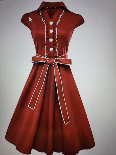VALENTINO Abito ZAFUL donna 3XL manica rossa con risvolto colletto svasato swing cocktail party