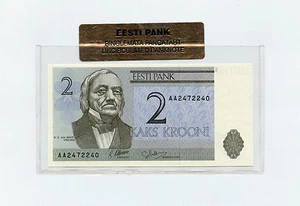Estonia Estonian 2 Krooni 1992 Series AA Bank Holder UNC Condition !!!! - Picture 1 of 2