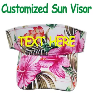 Personalisierte Sonnenblende Kappe Hut rosa Hawaii Blumenmuster Muster Floral Visor - Bild 1 von 5