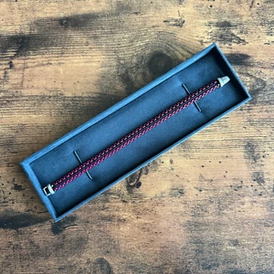 David Yurman Woven Box Chain Bracelet in Burgundy & Black Nylon - 8.25" - Picture 1 of 15