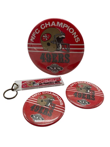 VTG San Francisco 49ers Superbowl XIX Champions 3 PinButtons NFC 1988 Keychain Cover