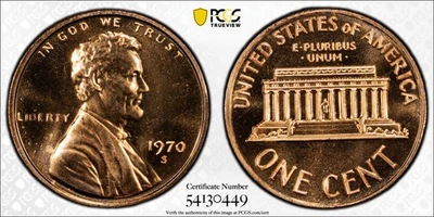 1970 S 1C Lincoln Memorial Cent PCGS Graded PR 68 RD CAM Small Date - Image 1 of 3