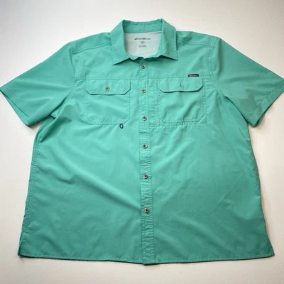 Eddie Bauer Men's XL Ripstop Fishing Shirt Turquoise Vented Travel Vacation - Image 1 of 4