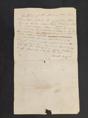 Antigua MORNING STAR LODGE 1826 East Windsor ct CARTA MASÓNICA presuntos cargos Foto 1 de 2