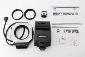 Minolta Macro 1200AF TTL Macro Ring Flash Set w/ FS-1100 & Rings Excellent JAPAN - Picture 1 of 10