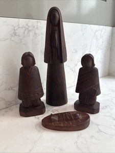 Wooden Christmas Nativity Set Handcrafted in Ecuador 4-Piece - Picture 1 of 21