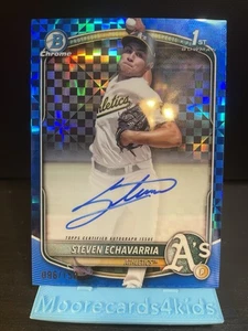 2025 Bowman Steven Echavarria 1st Chrome Blue Xfractor Auto /150 #CPA-SE - Picture 1 of 2