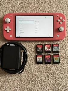 Nintendo Switch Lite Coral+6 Games-Pokémon Shining Pearl, Shield, Arceus, Violet - Picture 1 of 10