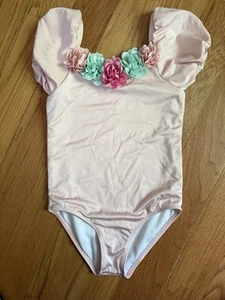 Janie and Jack Girls Size 7 Puff Sleeve Adorable Rosette Bathing Suit - Picture 1 of 4