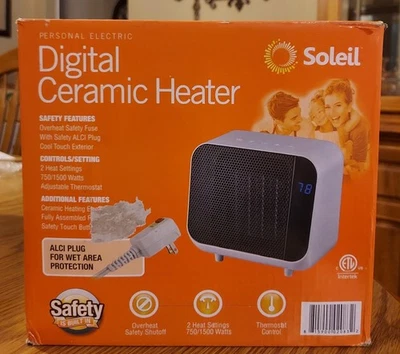 Calentador Cerámico Digital Eléctrico Personal Soleil 1500W Interior Blanco PTC-915W Foto 1 de 4