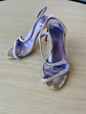 Christian Louboutin Rosalie Strass 100 紫色露背凉鞋 34 码/美国 3.5 码 — 第 1/4 张图片